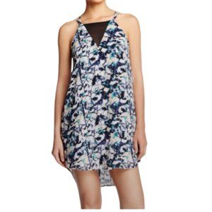 ASTR Strappy Shift Mini Dress w/ Mesh Neckline